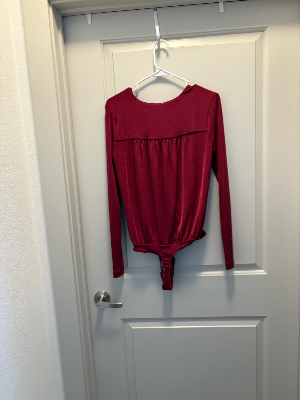 Free People Wine Wrap-Front Long Sleeve Bodysuit NWT Size M - Picture 2 of 5